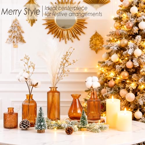 UPBUD Amber Glass Bud Vases Set of 36, Brown Small Vases for Flowers - color: Amber Brown-36pcs