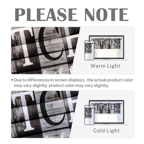 Emvency Valances for Windows, 2 Pack, 52x18 Inch, Farmhouse Grey - color: Kitchen Grey, size: 52"W x 18"L (Pack of 2)