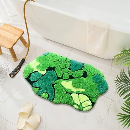 UKELER Cute Moss Bathroom Rugs Shaggy Washable Green Moss Bath Mat for Bathroom Non Slip Absorbent Bath Rugs for Shower, Tub, Sink, Toilet, Entry Way, 31''×20'' - color: Green Moss Rug 1