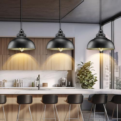 Plug in Pendant Light, 15FT Hanging Lights with Plug in Cord, On/Off Switch - color: Big black