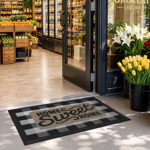 LUMI Outside Welcome Door Mat 17x30, Non-Slip Durable Rubber Easy Clean - color: Sweet Home, size: 17"x30"