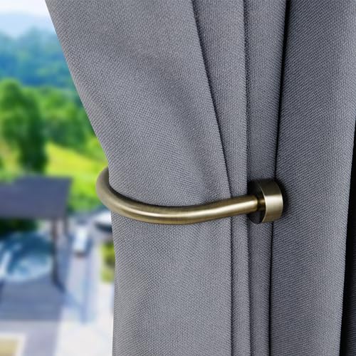 Premium Curtain Holdback, Quality Metal Decorative Curtain Holdbacks with Zinc Alloy Cap Finials,Rust-Proof, Set of 2 Window Curtain Holdbacks,Antique Bronze - color: Antique Bronze