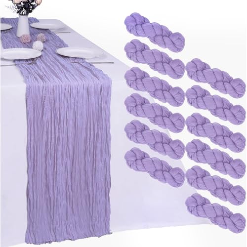 12 Pack Lavender Purple Cheesecloth Table Runner 35 x 120 Inch - color: Lavender, size: 12 Pcs - 10 Ft