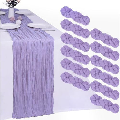 12 Pack Lavender Purple Cheesecloth Table Runner 35 x 120 Inch - color: Lavender, size: 12 Pcs - 10 Ft