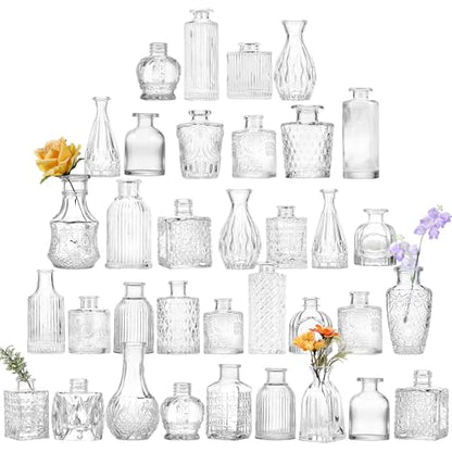 Fixwal 36pcs Glass Bud Vase Bulk Set, Clear Small Glass Vases for Flowers - color: Clear, size: 36pcs