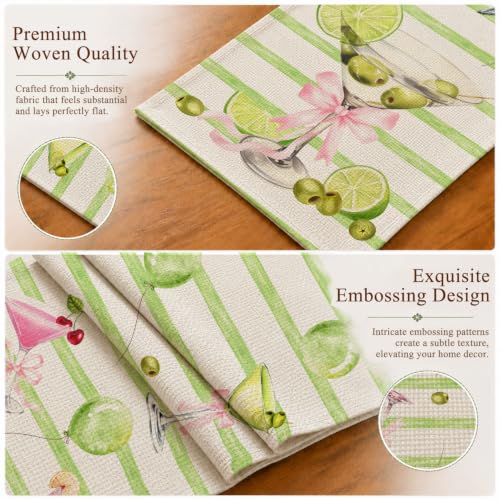 Martini Linen Table Runner, A Tini Bit Older Birthday Party Decor - color: Green