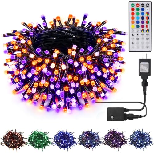 HOME LIGHTING 66ft Christmas Decorative Mini Lights, 200 LED RGB Changing 8 Functional Green Wire Fairy Halloween Lights with Remote Timer, Plug in Indoor Outdoor Xmas Wedding Party Decor - color: RGB (Red, Green, Blue)
