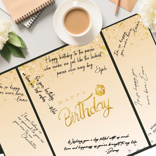 Crenics Black and Gold Birthday Guest Sign in Book Alternative 18" x 12" - color: Black and Gold