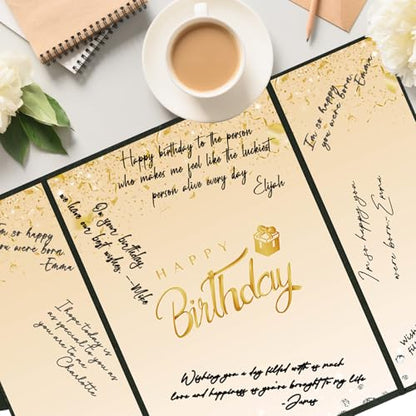 Crenics Black and Gold Birthday Guest Sign in Book Alternative 18" x 12" - color: Black and Gold
