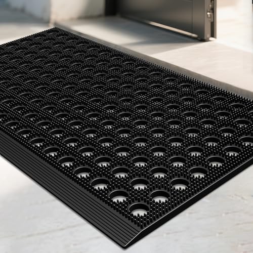 Mibao Front Door Mat, 17" X 29.5", Black, Heavy Duty Dirt Trapping - color: Black, size: 1'5" x 2'6" (Rectangular)