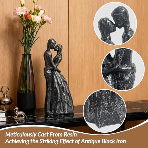 Anniversary Wedding Engagement Gift, Black Embrace Statue for Couple - color: Black-embrace