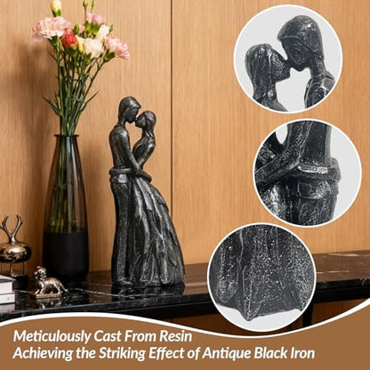 Anniversary Wedding Engagement Gift, Black Embrace Statue for Couple - color: Black-embrace