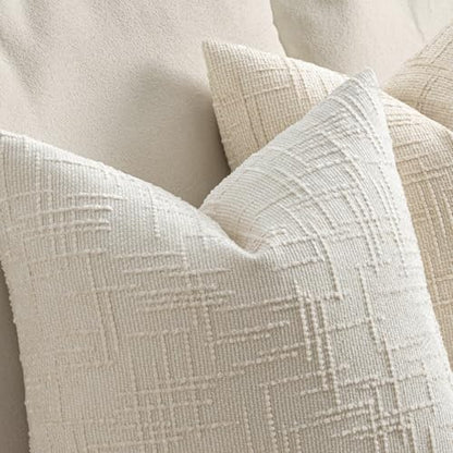 MIULEE Chenille Textured Throw Pillow Covers Cream White 18x18 Set of 2 - color: Cream White, size: 18" x 18" (Pack of 2)