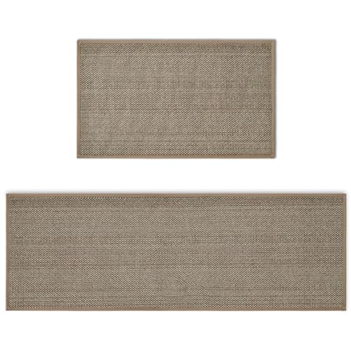 Artoid Mode Non Skid Kitchen Rugs and Mats Set of 2-17x29 + 17x47 - color: Beige Grey, size: 17" x 29" /17" x 47"