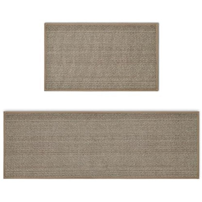 Artoid Mode Non Skid Kitchen Rugs and Mats Set of 2-17x29 + 17x47 - color: Beige Grey, size: 17" x 29" /17" x 47"