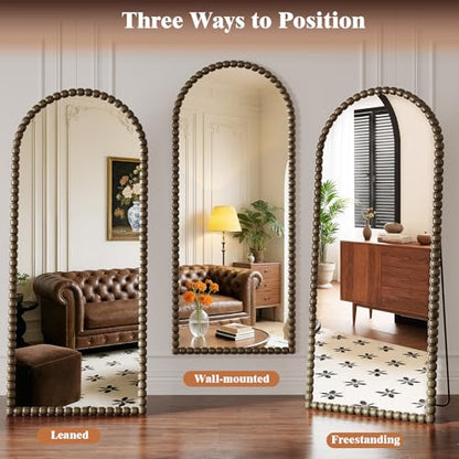 Antique Bronze Full Length Mirror 71x28 in, Beaded Standing Mirror - color: Antique Bronze
