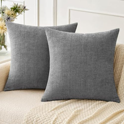 MIULEE Soft Chenille Throw Pillow Covers Dark Gray 16x16 Inch Pack of 2 - color: Medium Grey, size: 16" x 16" (Pack of 2)