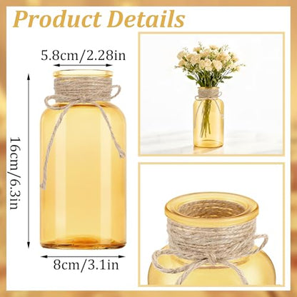 12 Pack Mason Jar Vases for Centerpieces, Gold Glass Flower Vase - color: Gold