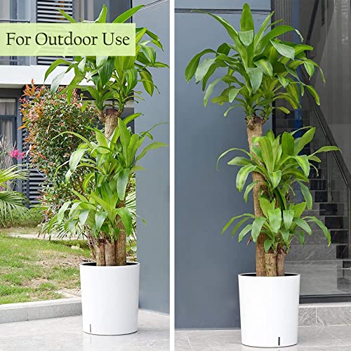 SAROSORA Large Round Self Watering Planter Pot 12.5'' for Home Garden Patio Tall Tree - color: White