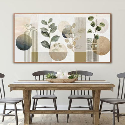 Large Framed Boho Green Botanical Wall Art For Living Room 29 X 58 In - color: green white, size: 58"L x 29"W