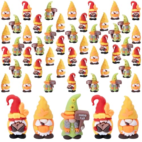 60 Pcs Fall Mini Gnomes Figurines, Thanksgiving Miniature Gnome Ornaments - color: Thanksgiving, size: 60 Pcs