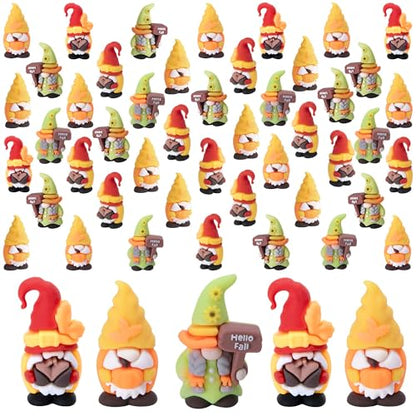 60 Pcs Fall Mini Gnomes Figurines, Thanksgiving Miniature Gnome Ornaments - color: Thanksgiving, size: 60 Pcs