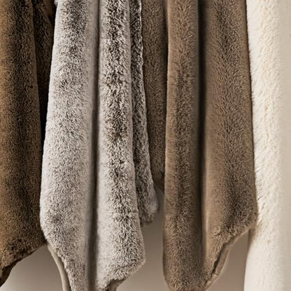 EverGrace Faux Chinchilla Fur Throw Blanket, 60"x80", Champagne Fawn - color: Champagne Fawn, size: 60"x80"