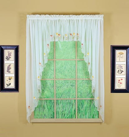 Today's Curtain,Vineyard 3-D Appliqué,Valance 14", Ecru, 60" W x 14" L - color: Ecru, size: 60"W x 14"L (Pack of 1)