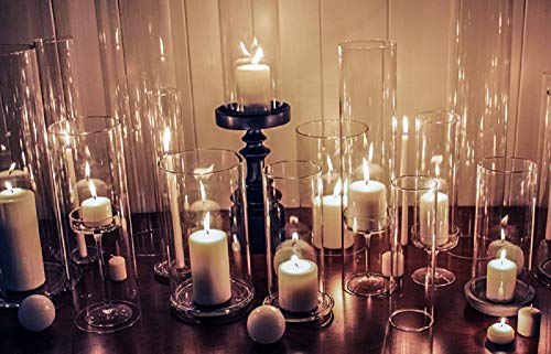 CYS EXCEL 2 PCS (H:6" D:4") Open Ended Clear Glass Hurricane Candleholder Tube Lamp Shade Open Flame Candlestick Holder Chimney Tube Cover Bottomless Cylinder - size: 4" wide x 6" tall