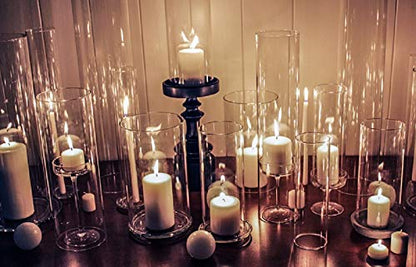 CYS EXCEL 2 PCS (H:6" D:4") Open Ended Clear Glass Hurricane Candleholder Tube Lamp Shade Open Flame Candlestick Holder Chimney Tube Cover Bottomless Cylinder - size: 4" wide x 6" tall