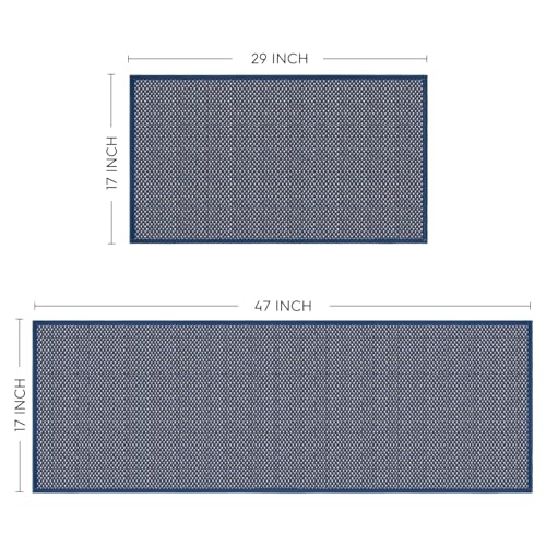 Artoid Mode Non-Slip Blue Kitchen Rugs and Mats Set of 2-17x29 + 17x47 - color: Blue, size: 17" x 29" /17" x 47"