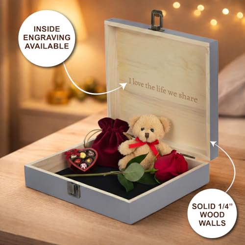 Personalized Anniversary Box, Engraved Wooden Keepsake Box for Couples - style: 6. Anniversary Designs