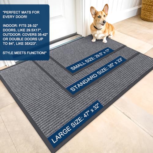 OLANLY Front Door Mat 71x23, Waterproof Heavy-Duty Indoor Outdoor Doormat - color: Grey, size: 71" X 23"