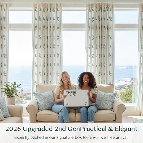 Pinch Pleat Linen Blend Curtains Blue Stripe Floral, 40"W x 102 Inches Long - color: Blue Stirpe, size: 40"W x 102"L (Pack of 2)