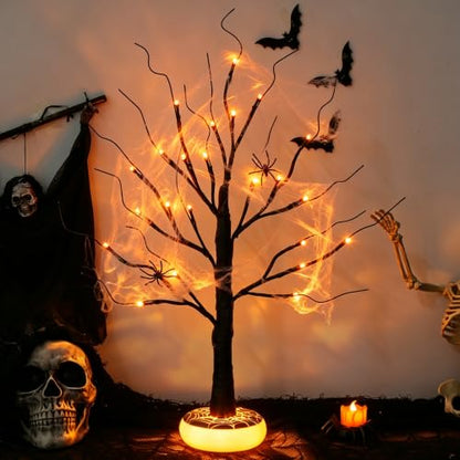 PEIDUO Halloween Tree with Light-up Base Rechargeable Halloween Decoration - color: Dark