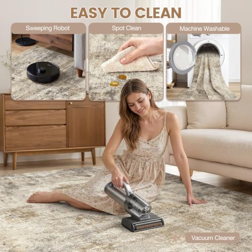 cotiled 5x7 Area Rugs Living Room: Washable Abstract Rug Brown - color: Brown, size: 5' x 7' (Rectangular)