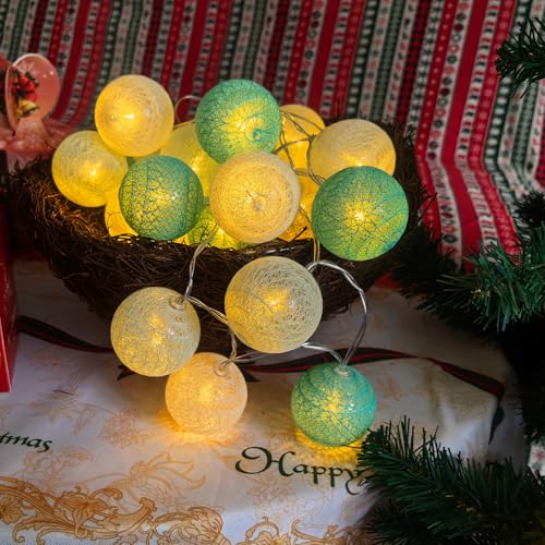 3M/10Ft 30 Blue White Ball LED Battery Operated String Fairy Light - color: Blue White