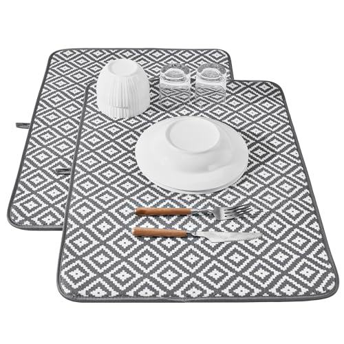 Large Dish Drying Mat 2 Pack,Cloth Tapete Escurridor De Platos,Xl - color: Dark Gray 2P 24*18
