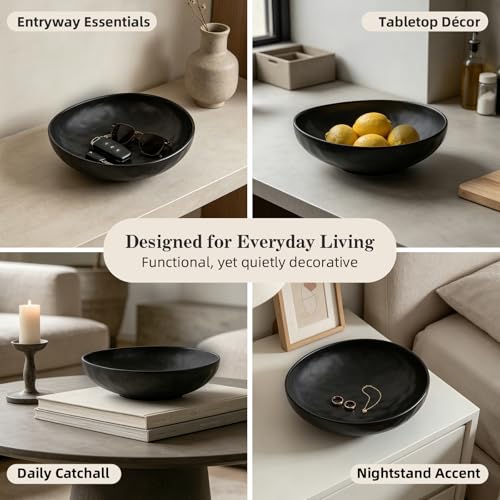 salomayes Wabi-Sabi Decorative Bowl, Matte Black Ceramic - color: Black