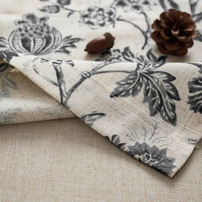 jinchan Floral Valance Curtain Linen 16 Inch Farmhouse 1 Panel Black - color: Jacobean | Black, size: 50"W x 16"L (Pack of 1)