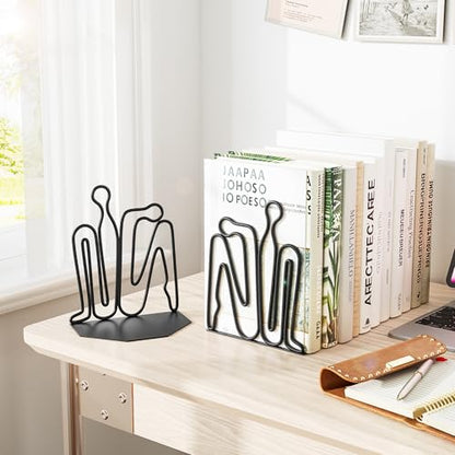 Alsonerbay Thinker Heavy Duty Metal Bookends, Matte Black, 1 Pair