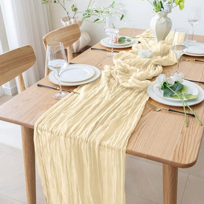 Cheesecloth Table Runner 10FT Beige Boho Gauze Rustic Sheer Runners - color: Beige, size: 1 Pack