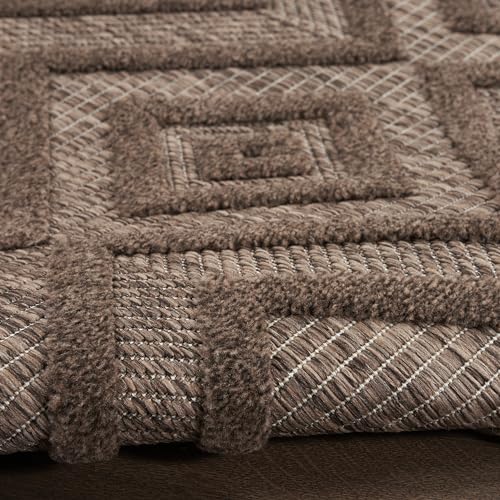 Nourison Home Versatile Brown 4' x Round Area Rug - Easy Clean, Non Shedding, Bed Room, Living Room, Dining Room, Kitchen (4' x Round) - color: Brown, size: 4' (Round)