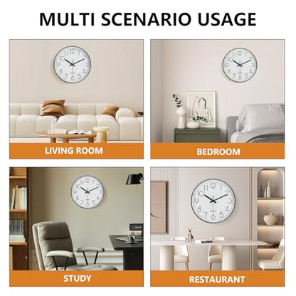 Modern Silent Wall Clock - 12 Inch Wall Clocks Battery Operated Large Number, Non-Ticking Analog Clock with Tempered Glass Quartz Clocks for Living Room Bedroom Office Kitchen, White Black - color: White, size: 12 Inch
