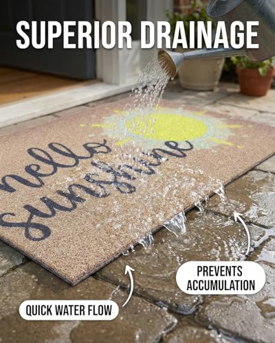Cheerful Hello Sunshine Coil Door Mat 20x30 Inch - color: Hello Sunshine