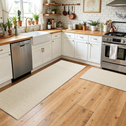 Faux Jute Runner Rug 2'x6', Washable & Non-Slip, Off White - color: White, size: 2' x 6' (Rectangular)