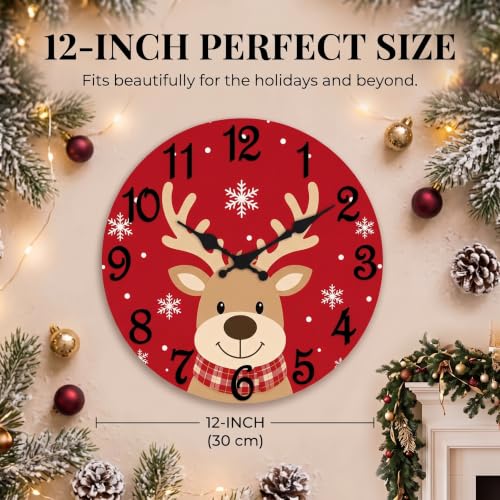 ArtSocket Round Wall Clock Silent Non-Ticking 12", Christmas Tree - color: Christmas Tree 03