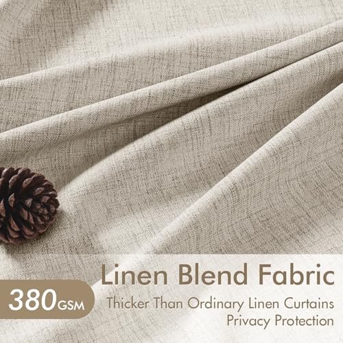 MIULEE Pinch Pleated Linen Curtains 40x96 Inch Burlywood Birch 4 Panels Set - color: Burlywood Birch, size: 40"W x 96"L (Pack of 4)