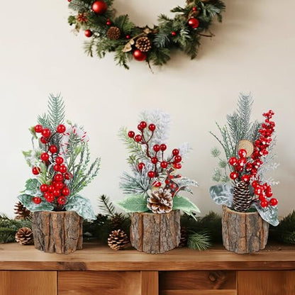 winemana Mini Christmas Trees Table Decorations for Indoor Office, 3 Pack - size: Style 6