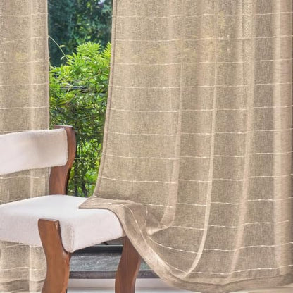 Taupe Sheer Curtains 96 Inches for Living Room Faux Linen 2 Panels - color: Taupe, size: 52"W x 96"L (Pack of 2)